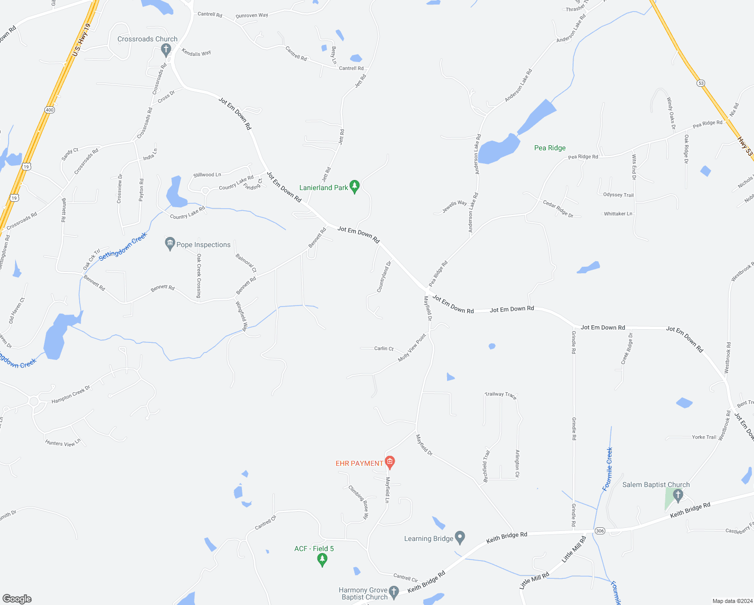 map of restaurants, bars, coffee shops, grocery stores, and more near 6425 Taylor Creek Court in Dawsonville