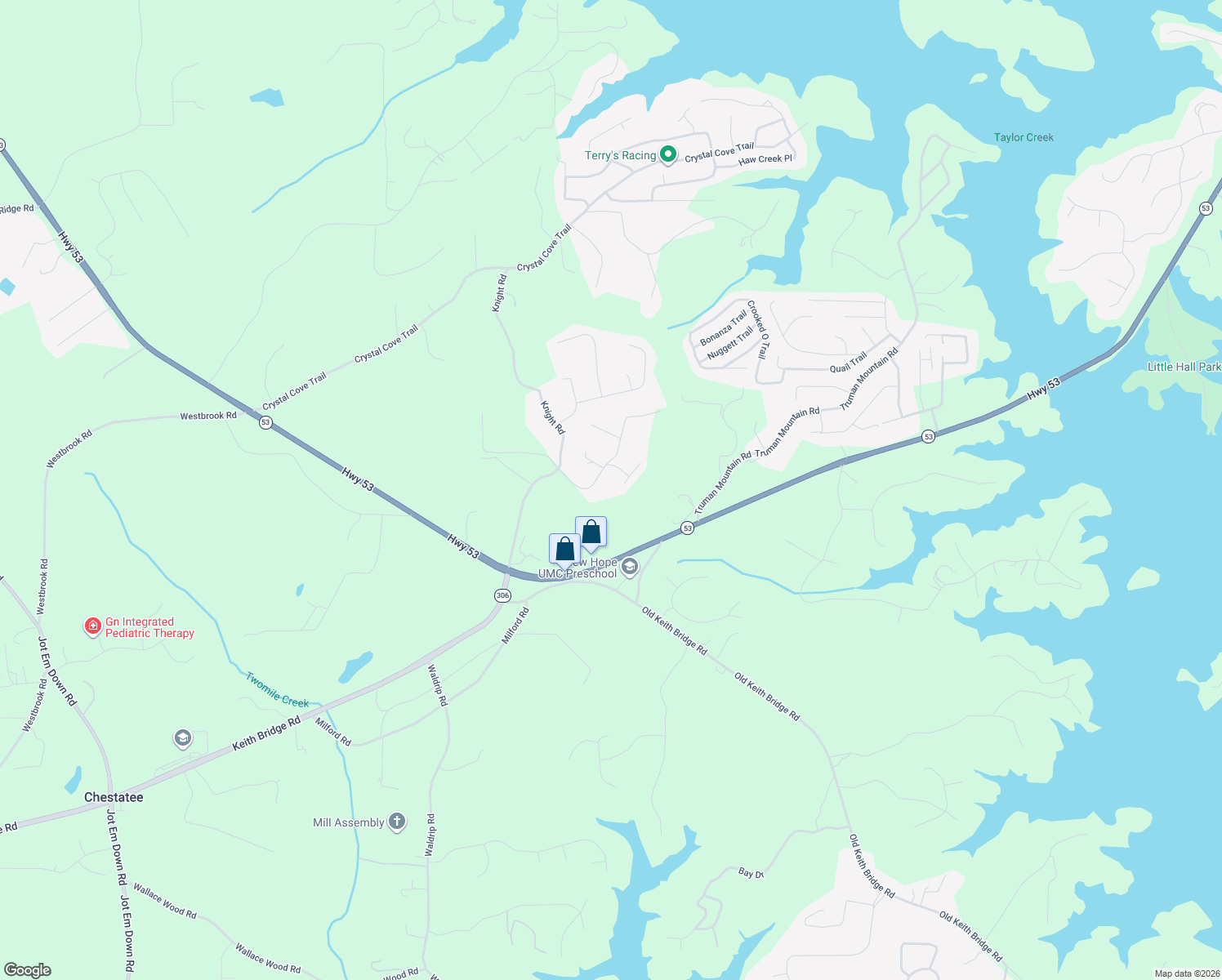 map of restaurants, bars, coffee shops, grocery stores, and more near 8080 Knight Ln in Gainesville