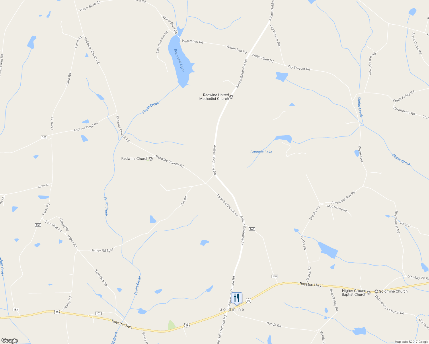 map of restaurants, bars, coffee shops, grocery stores, and more near 4877 Airline-Goldmine Road in Canon