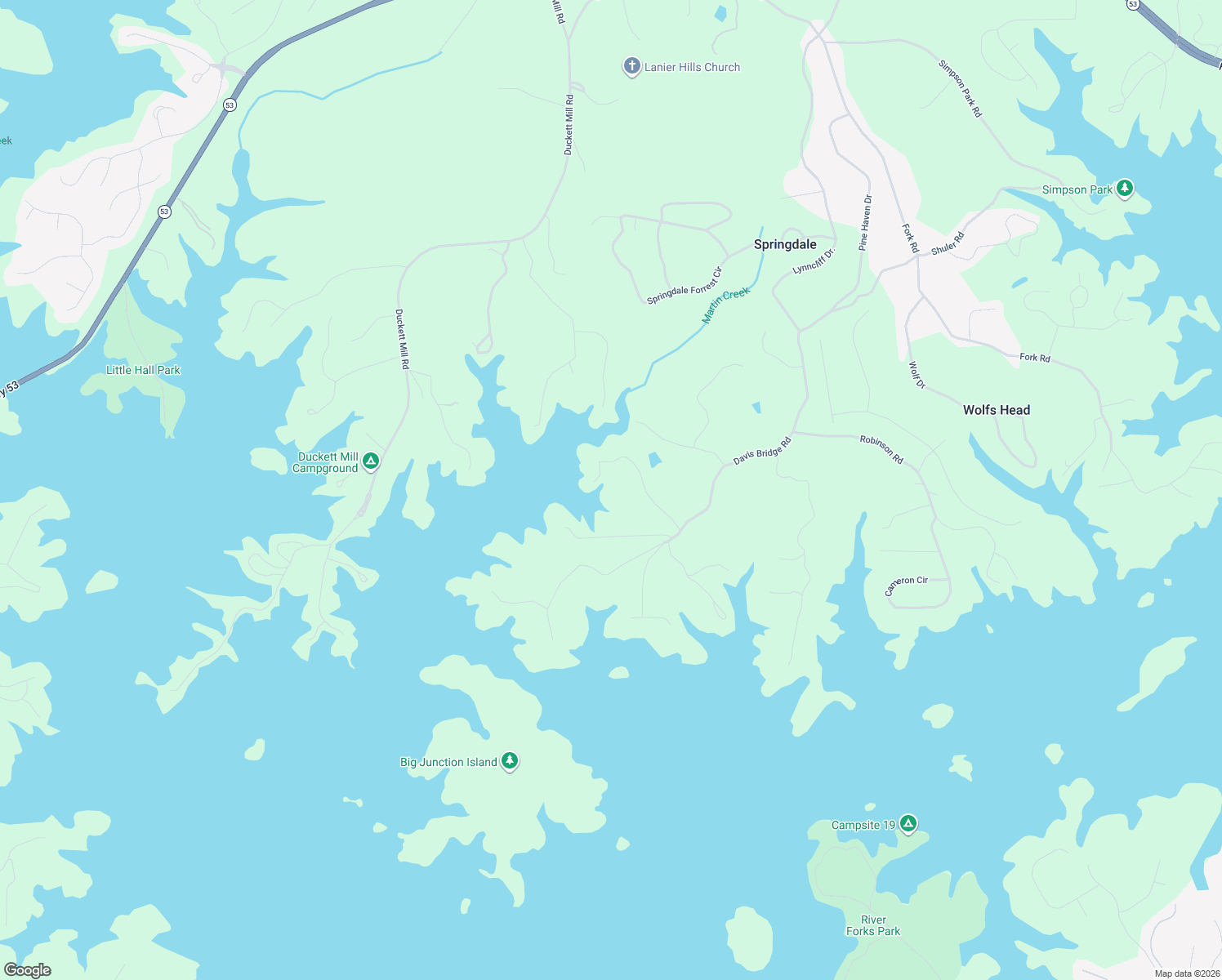 map of restaurants, bars, coffee shops, grocery stores, and more near 3553 Old Duckett Mill Road in Gainesville
