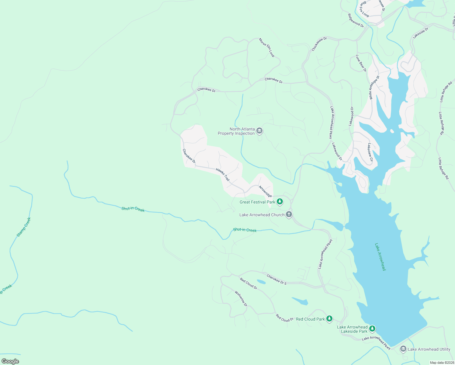 map of restaurants, bars, coffee shops, grocery stores, and more near 115 Hawks Trail in Waleska