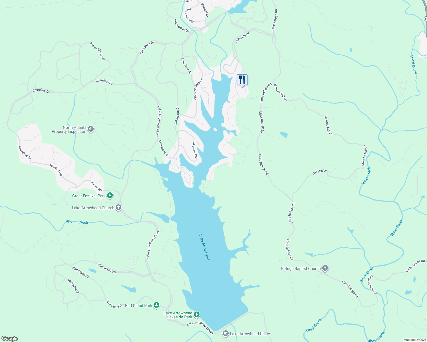 map of restaurants, bars, coffee shops, grocery stores, and more near 154 Douglas Fir Drive in Waleska