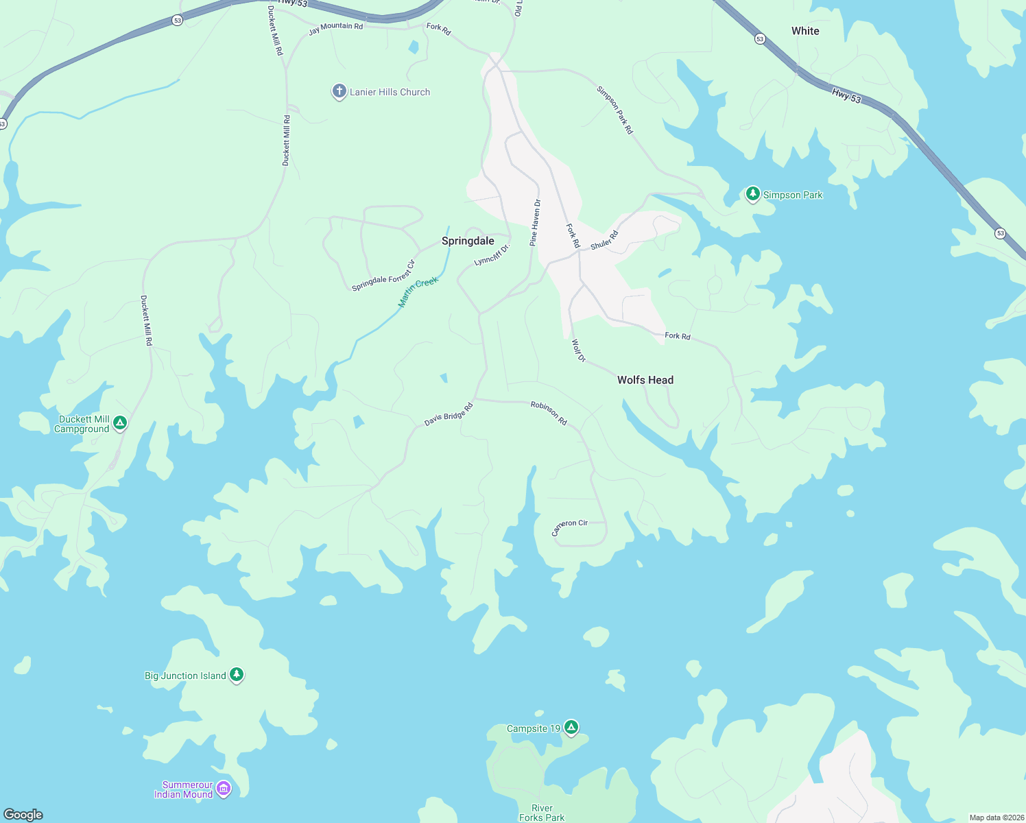 map of restaurants, bars, coffee shops, grocery stores, and more near 3338 Robinson Road in Gainesville