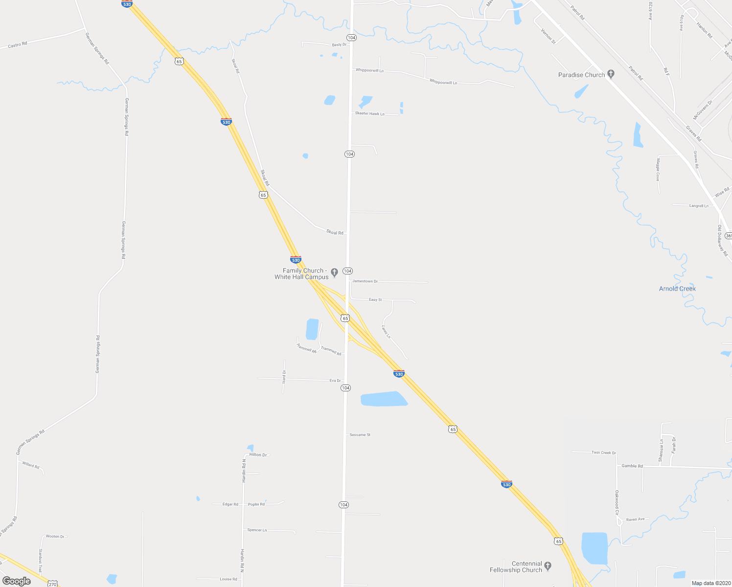 map of restaurants, bars, coffee shops, grocery stores, and more near 2601 Easy Street in Pine Bluff