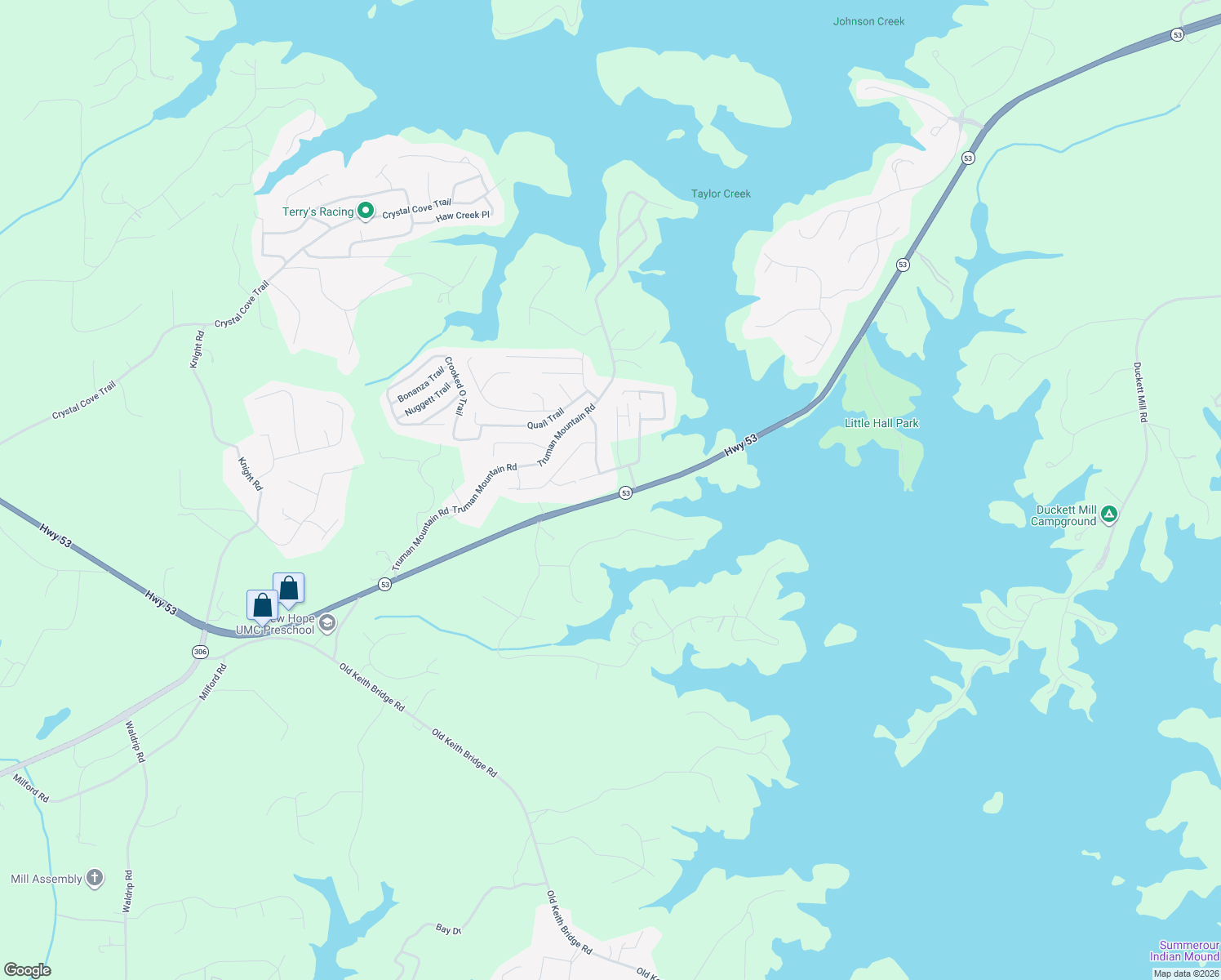 map of restaurants, bars, coffee shops, grocery stores, and more near 4250 Dawsonville Highway in Gainesville