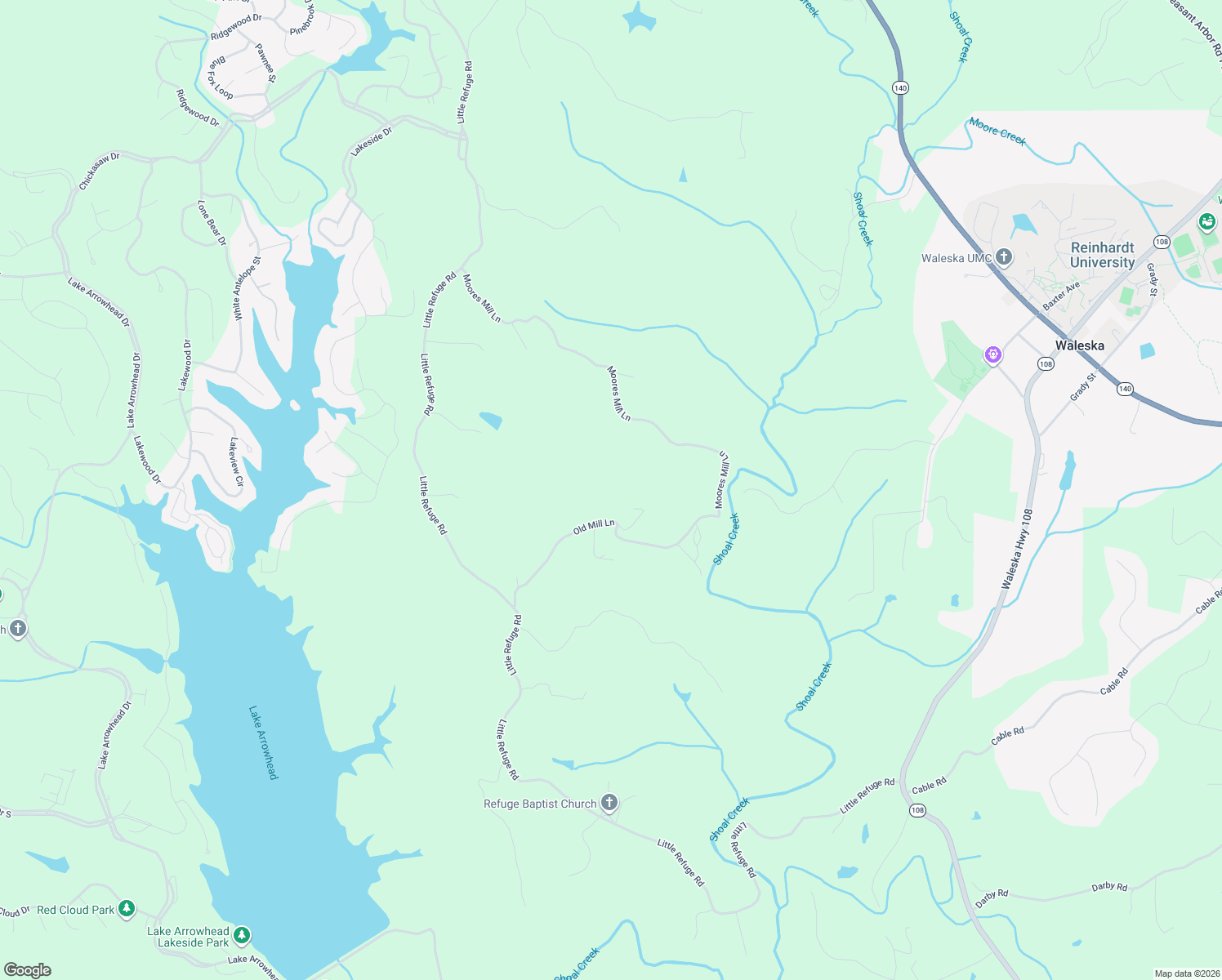 map of restaurants, bars, coffee shops, grocery stores, and more near 511 Old Mill Lane in Waleska