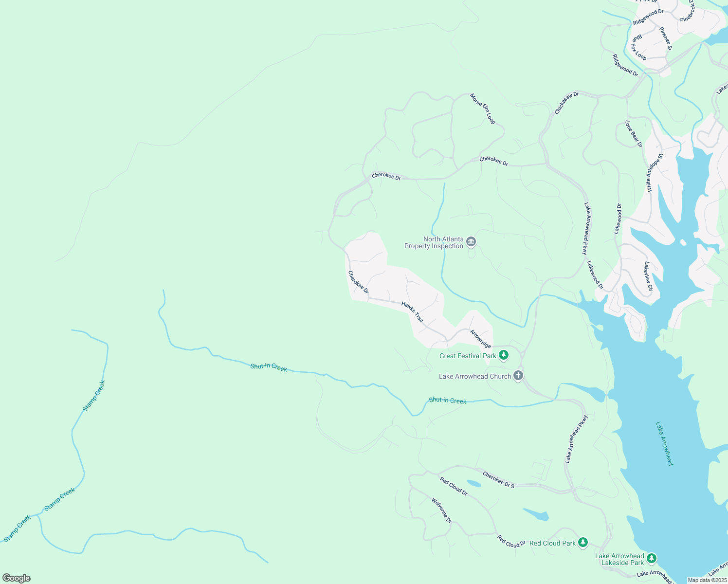map of restaurants, bars, coffee shops, grocery stores, and more near 378 Cherokee Drive in Waleska