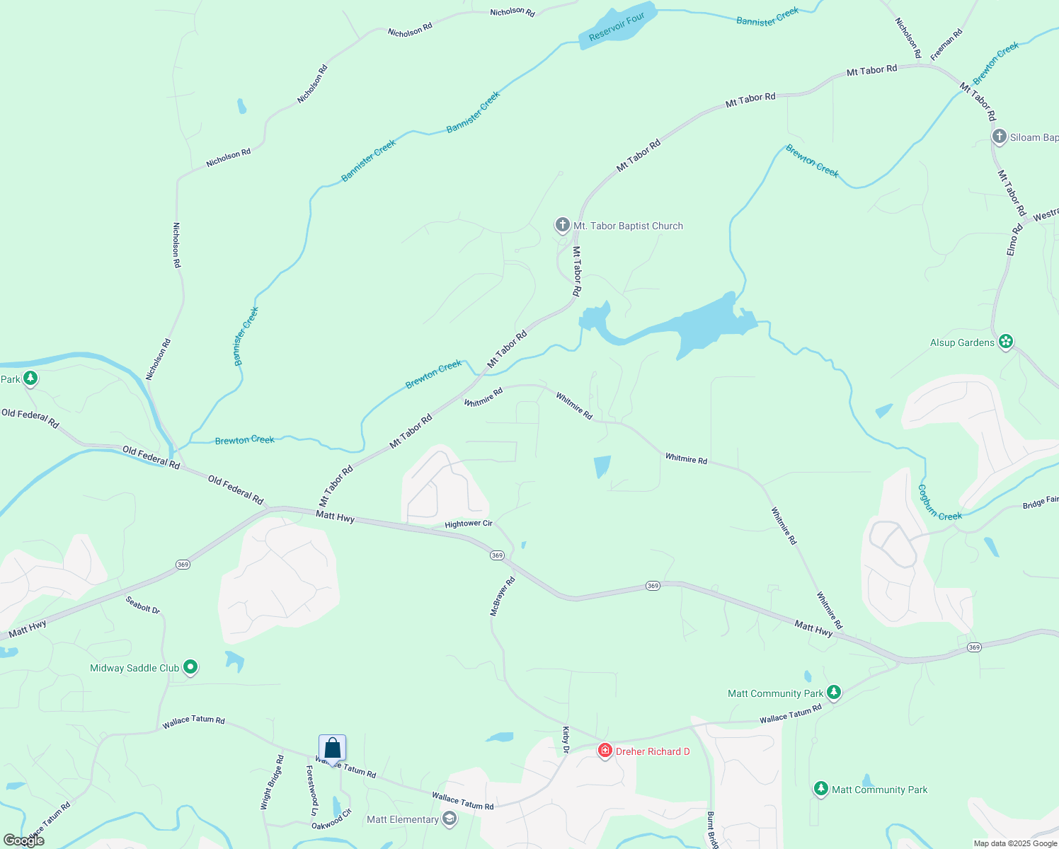map of restaurants, bars, coffee shops, grocery stores, and more near 7615 Whitmire Road in Cumming