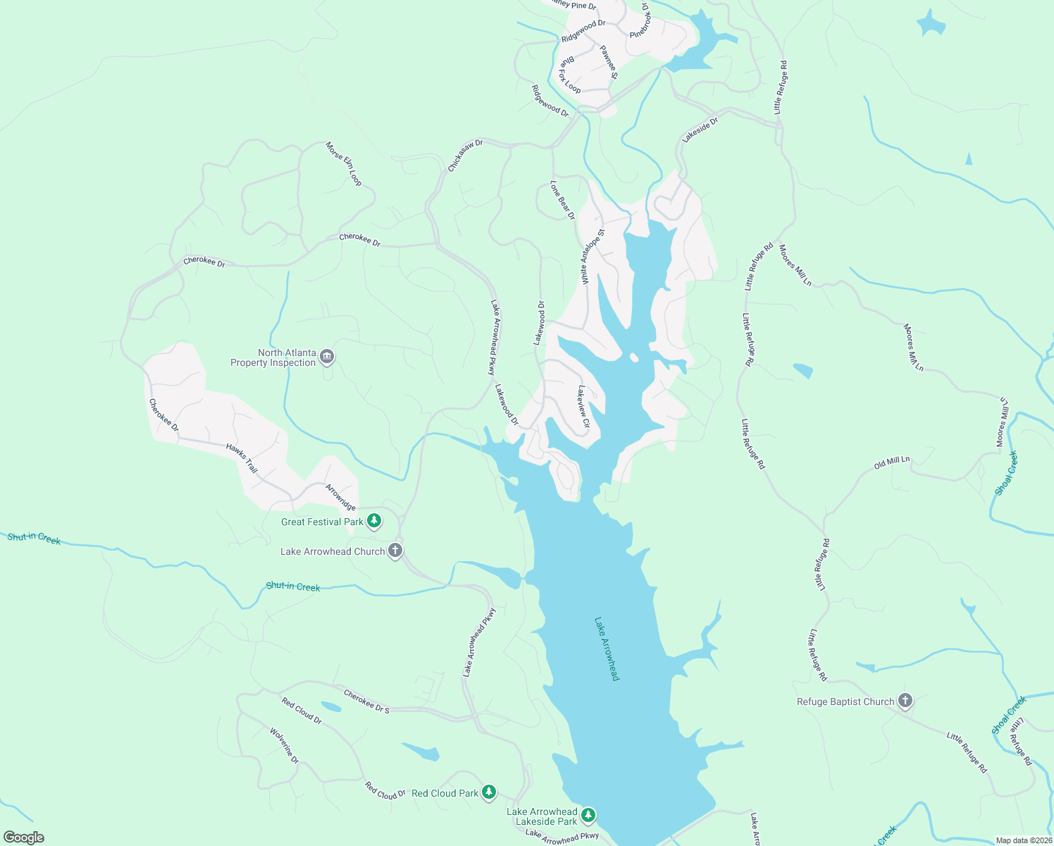 map of restaurants, bars, coffee shops, grocery stores, and more near 306 Lakewood Drive in Waleska