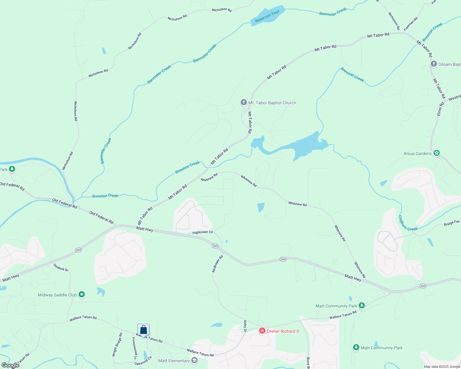 map of restaurants, bars, coffee shops, grocery stores, and more near 7525 Homer Drive in Cumming