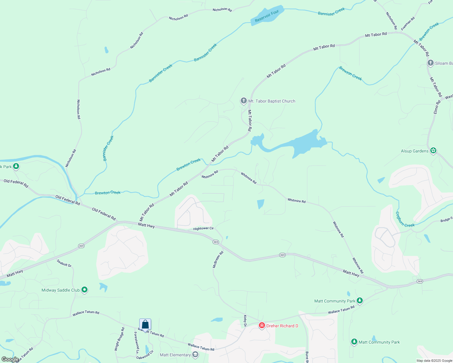 map of restaurants, bars, coffee shops, grocery stores, and more near 7675 Homer Drive in Cumming