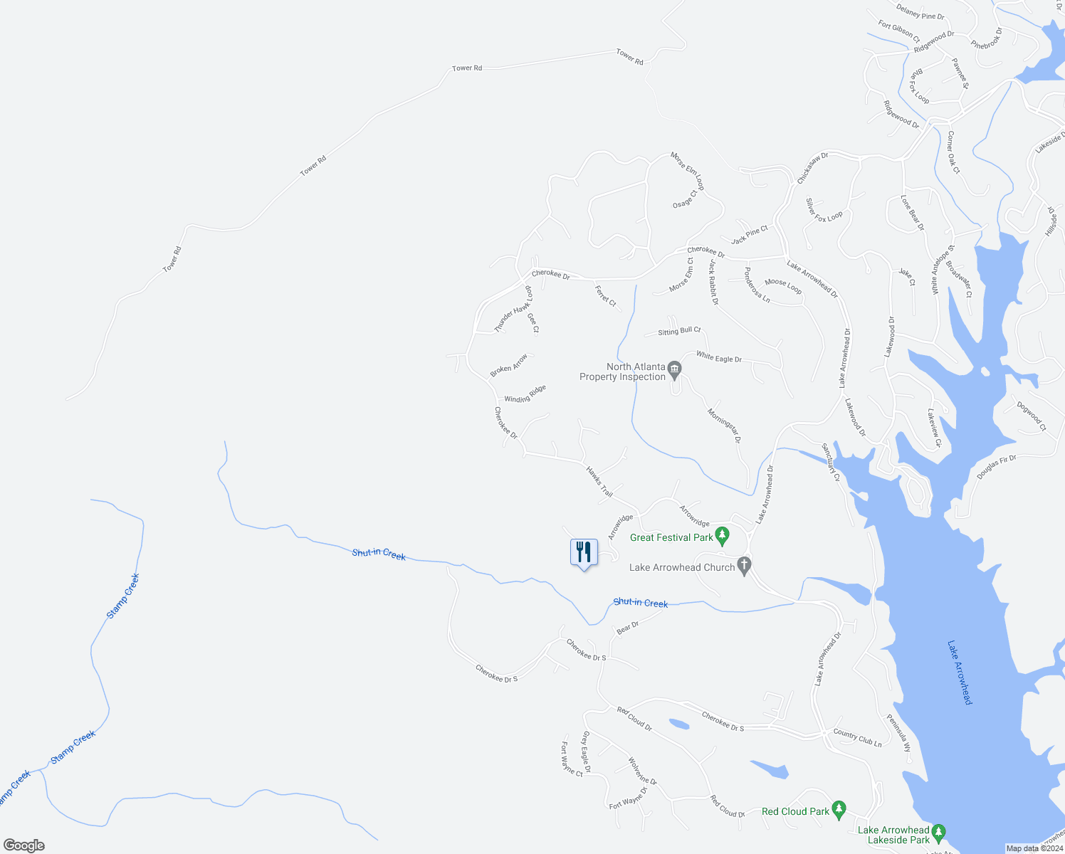 map of restaurants, bars, coffee shops, grocery stores, and more near 2006 Eagles Ridge in Waleska
