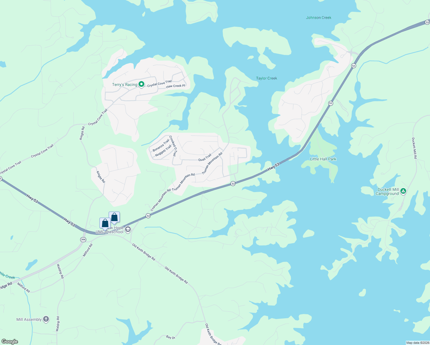 map of restaurants, bars, coffee shops, grocery stores, and more near 5345 Tomahawk Terrace in Gainesville