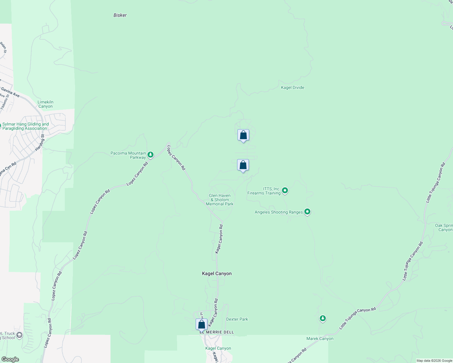 map of restaurants, bars, coffee shops, grocery stores, and more near 12058 Kagel Canyon Road in Los Angeles County