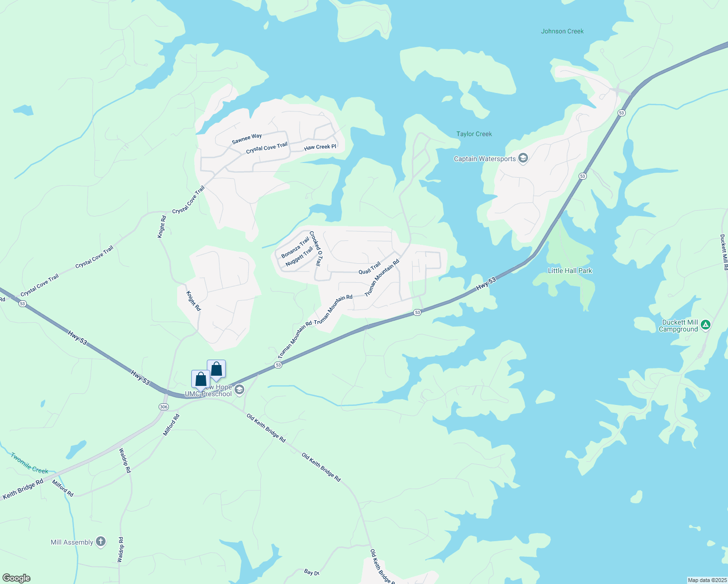 map of restaurants, bars, coffee shops, grocery stores, and more near 5085 Truman Mountain Road in Gainesville