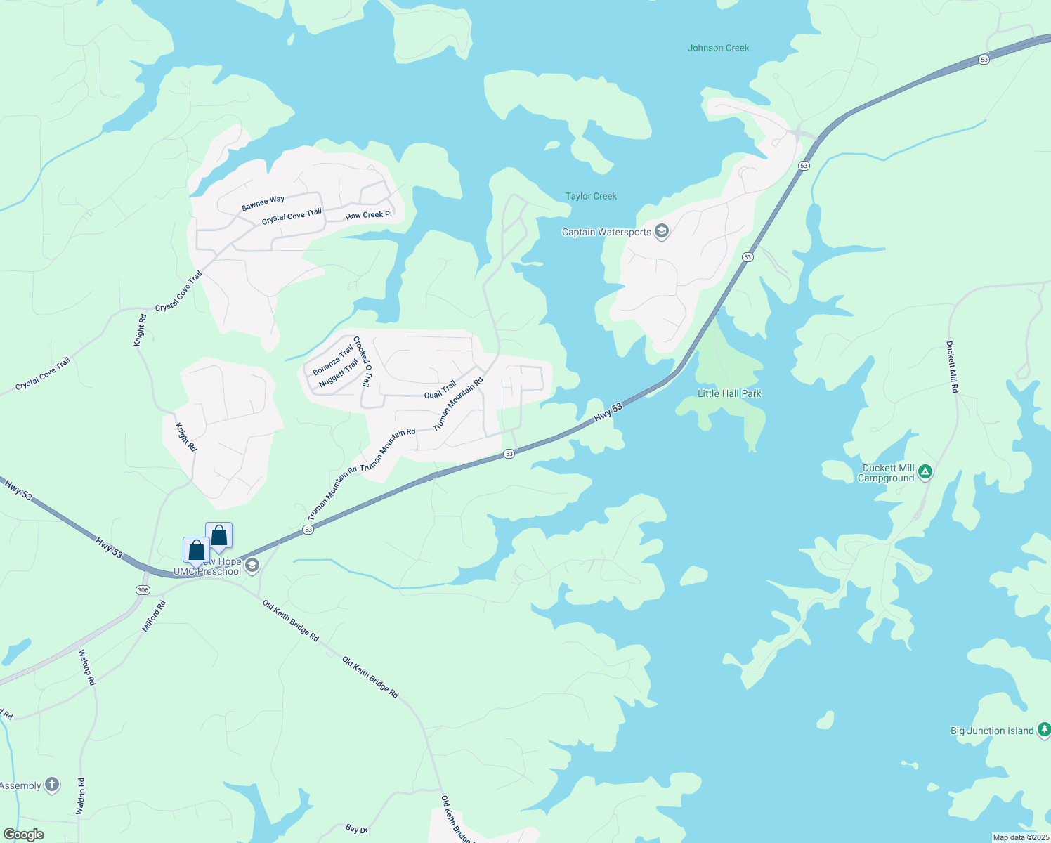 map of restaurants, bars, coffee shops, grocery stores, and more near 5820 Lake Harbor Trail in Gainesville