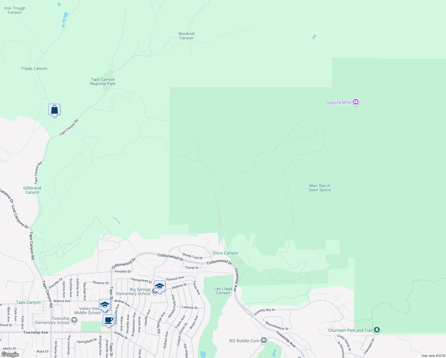 map of restaurants, bars, coffee shops, grocery stores, and more near in Simi Valley