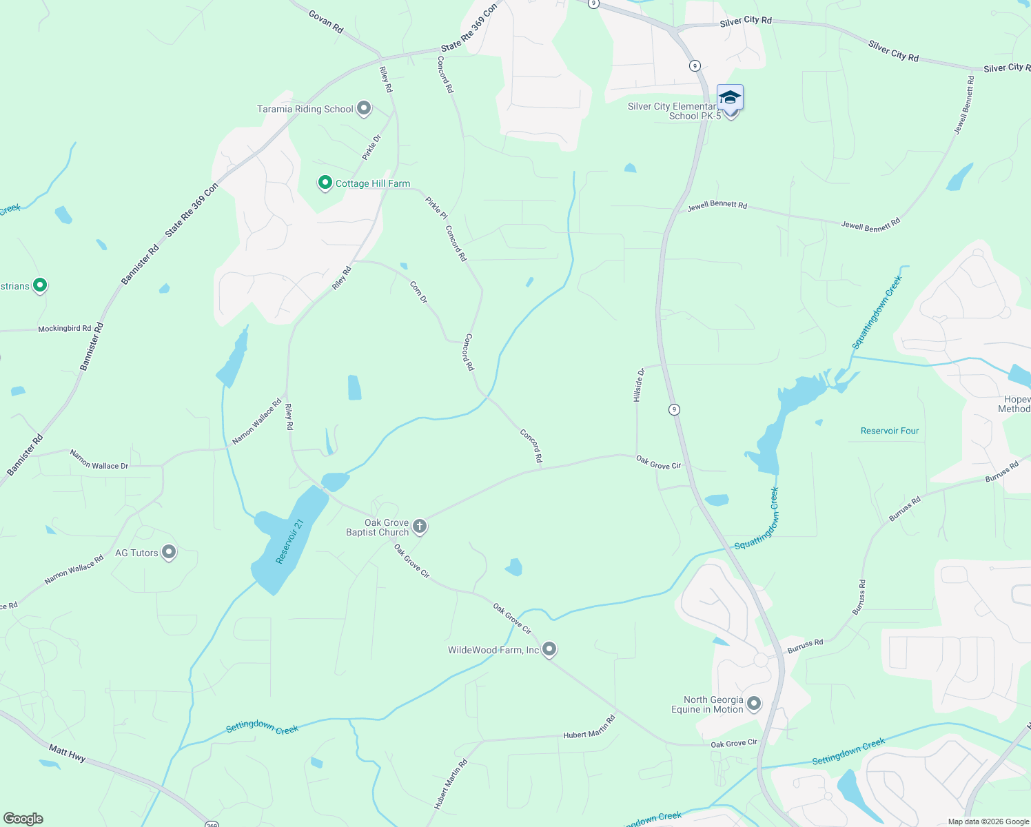 map of restaurants, bars, coffee shops, grocery stores, and more near 6110 Concord Road in Cumming