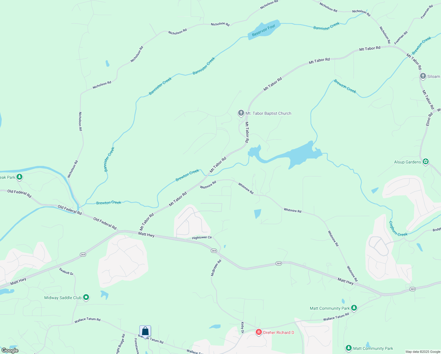 map of restaurants, bars, coffee shops, grocery stores, and more near 7610 Whitmire Road in Cumming