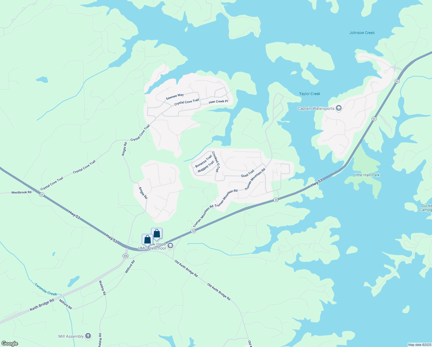 map of restaurants, bars, coffee shops, grocery stores, and more near 6750 Crooked O Trail in Gainesville