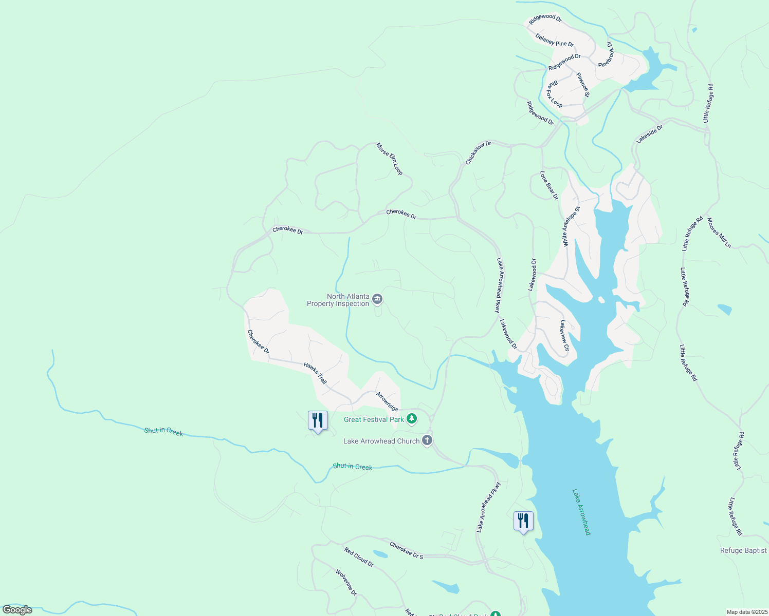 map of restaurants, bars, coffee shops, grocery stores, and more near in Waleska