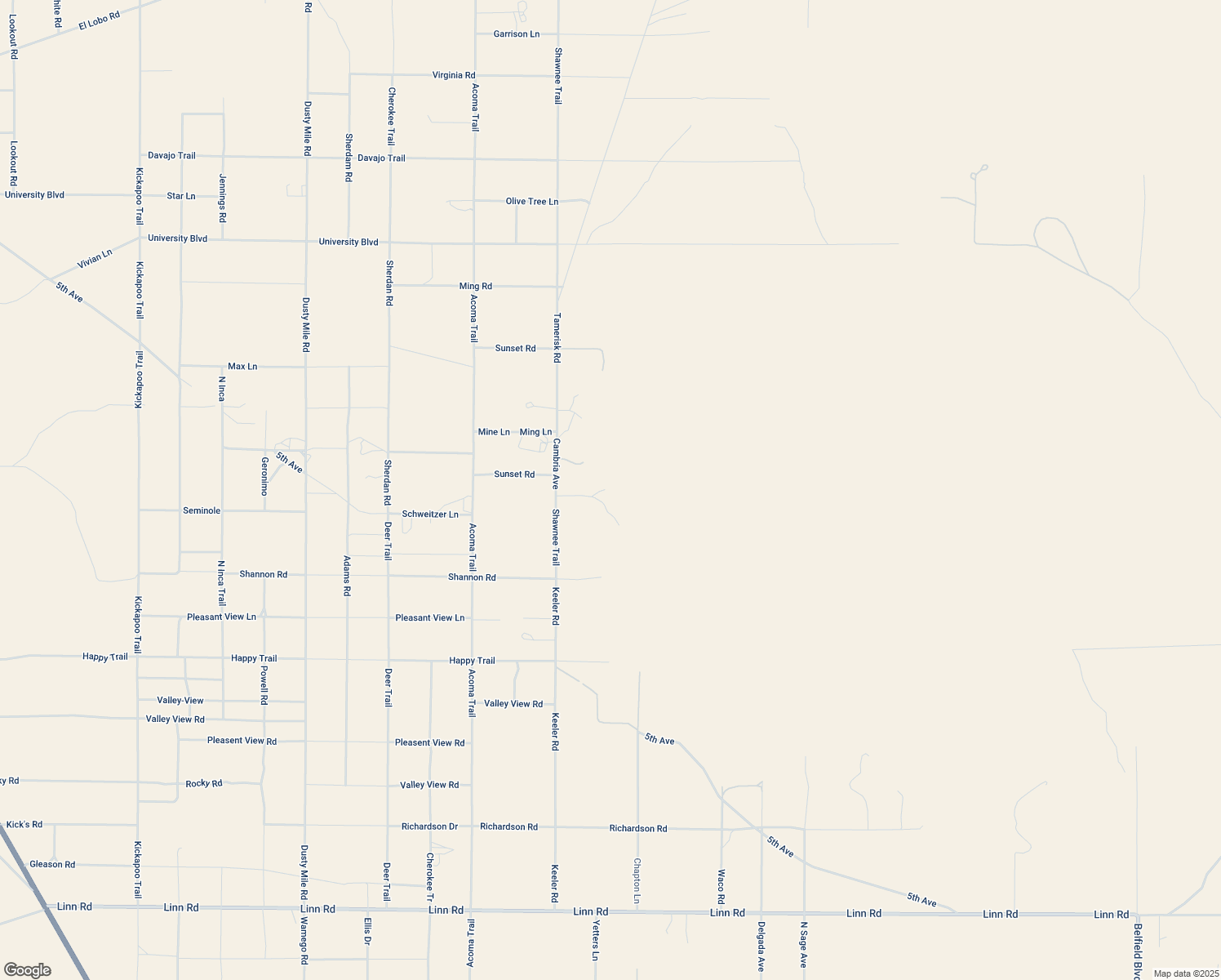 map of restaurants, bars, coffee shops, grocery stores, and more near 56457 Mesquite Road in Homestead Valley