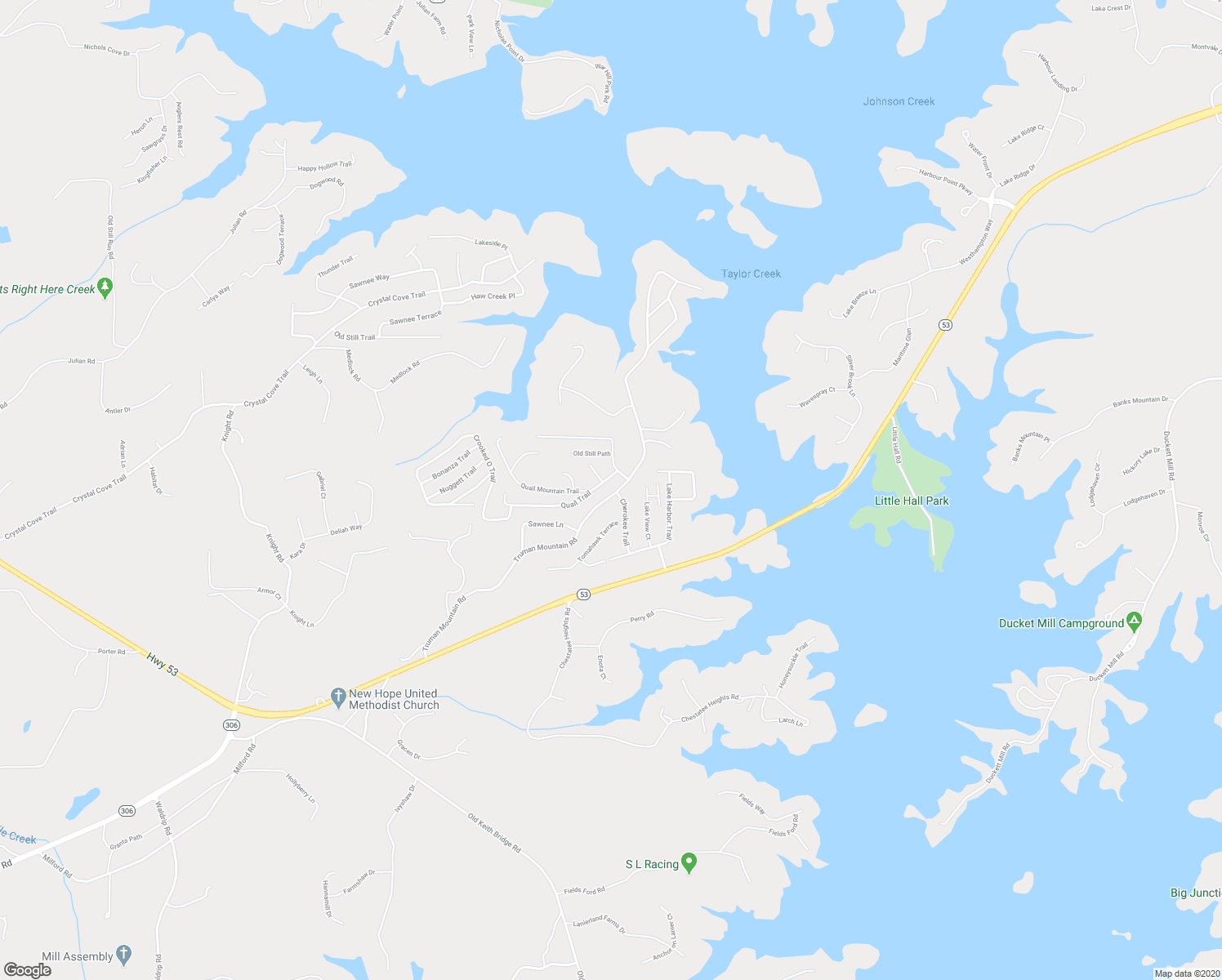 map of restaurants, bars, coffee shops, grocery stores, and more near 5185 Truman Mountain Road in Gainesville