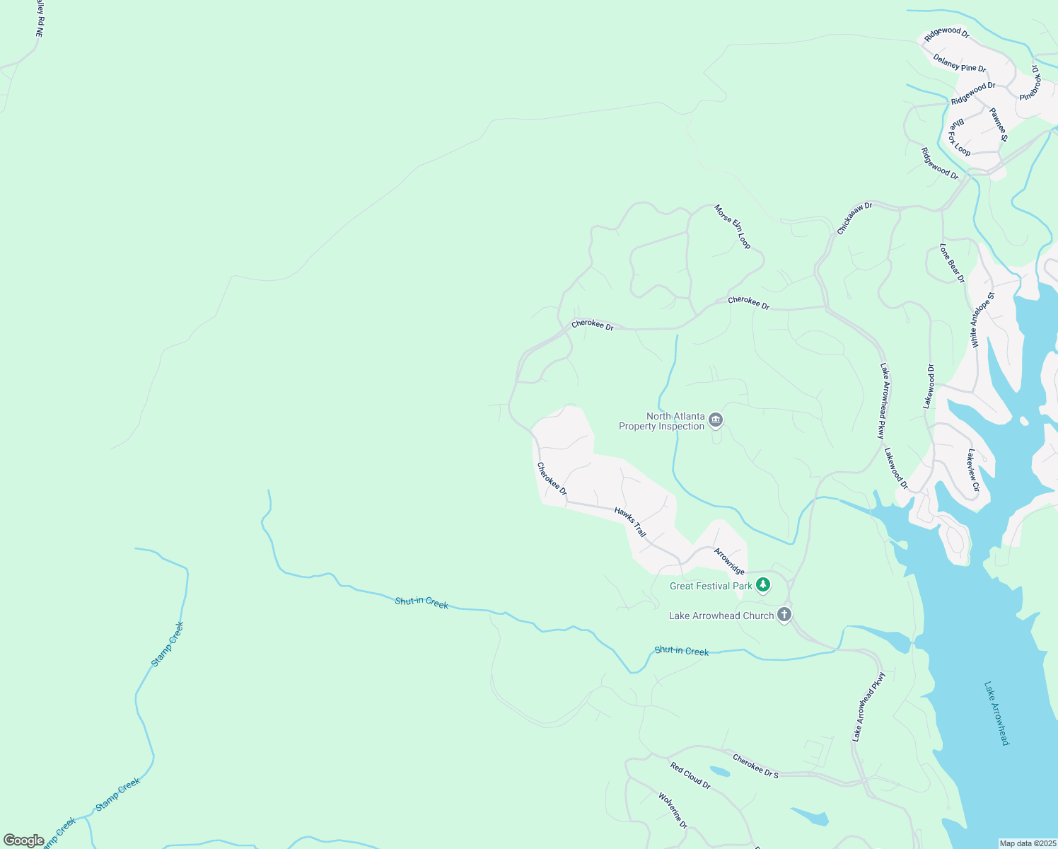 map of restaurants, bars, coffee shops, grocery stores, and more near 331 Cherokee Drive in Waleska