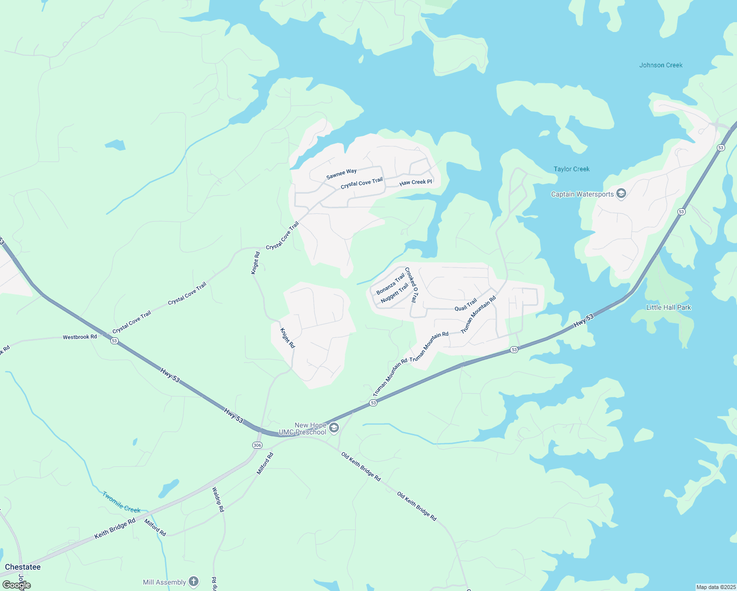 map of restaurants, bars, coffee shops, grocery stores, and more near 6750 Crooked O Trail in Gainesville