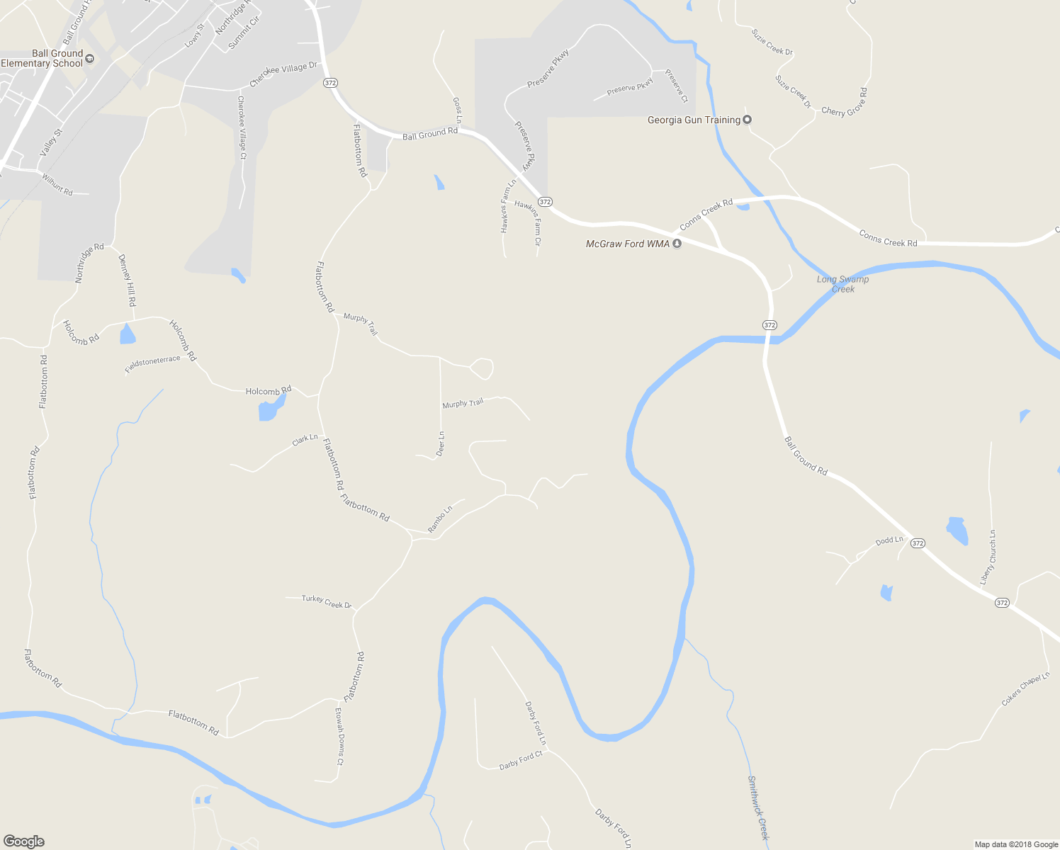 map of restaurants, bars, coffee shops, grocery stores, and more near 255 Heritage Creek Trail in Ball Ground