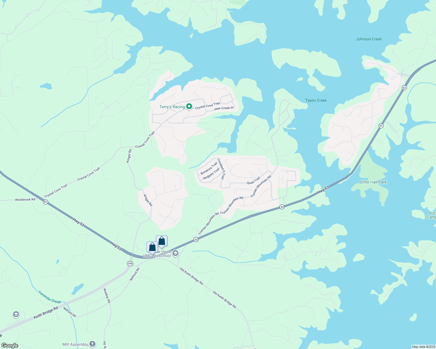 map of restaurants, bars, coffee shops, grocery stores, and more near 6225 Gold Dust Trail in Gainesville