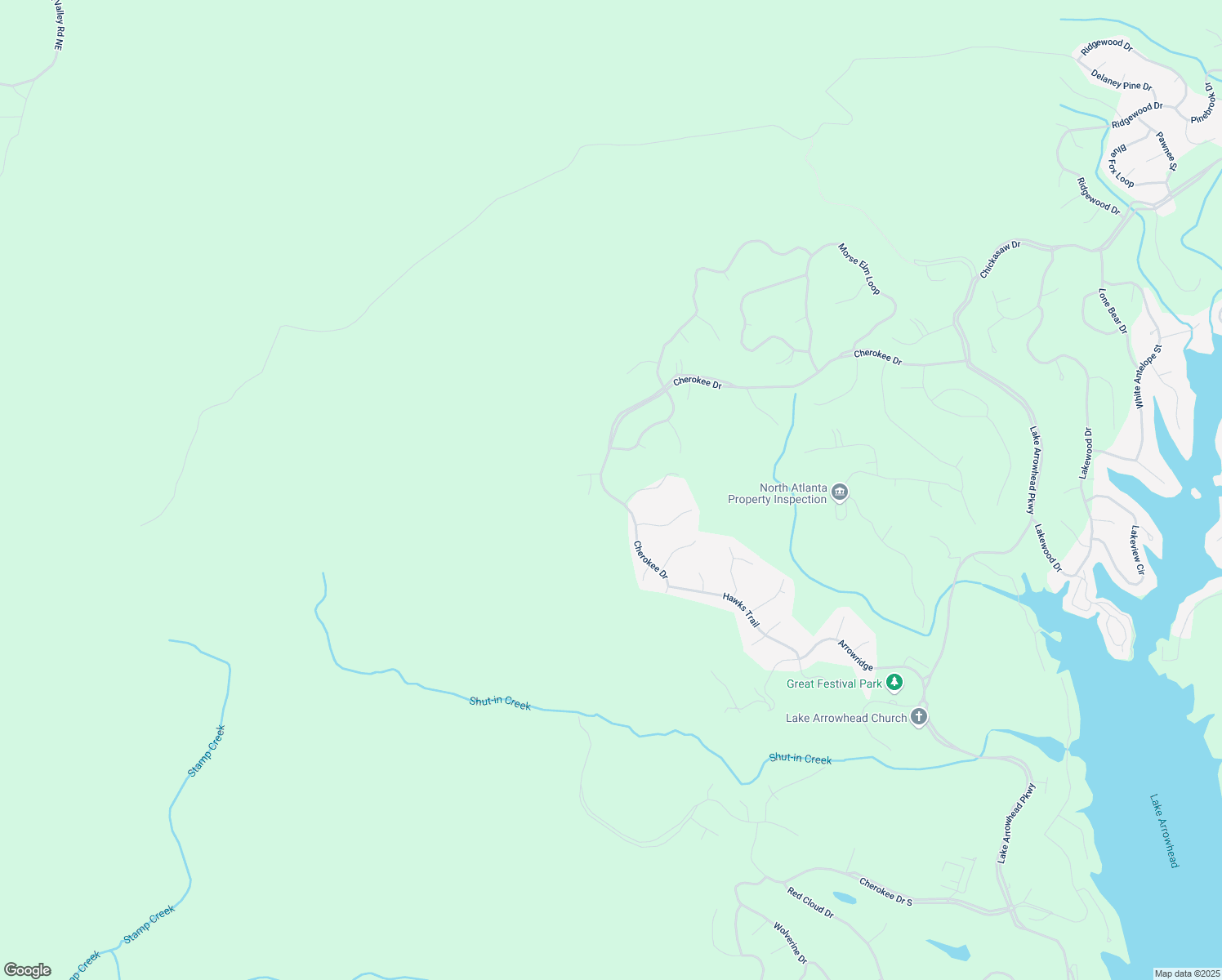 map of restaurants, bars, coffee shops, grocery stores, and more near 331 Cherokee Drive in Waleska