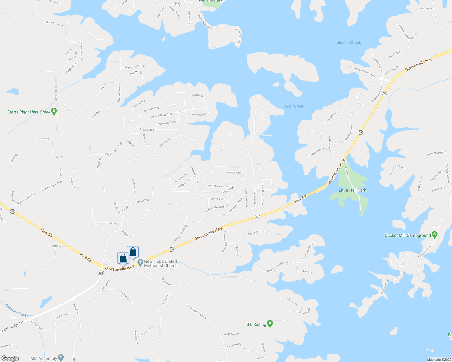 map of restaurants, bars, coffee shops, grocery stores, and more near 5700 Pebblebrook Trail in Gainesville