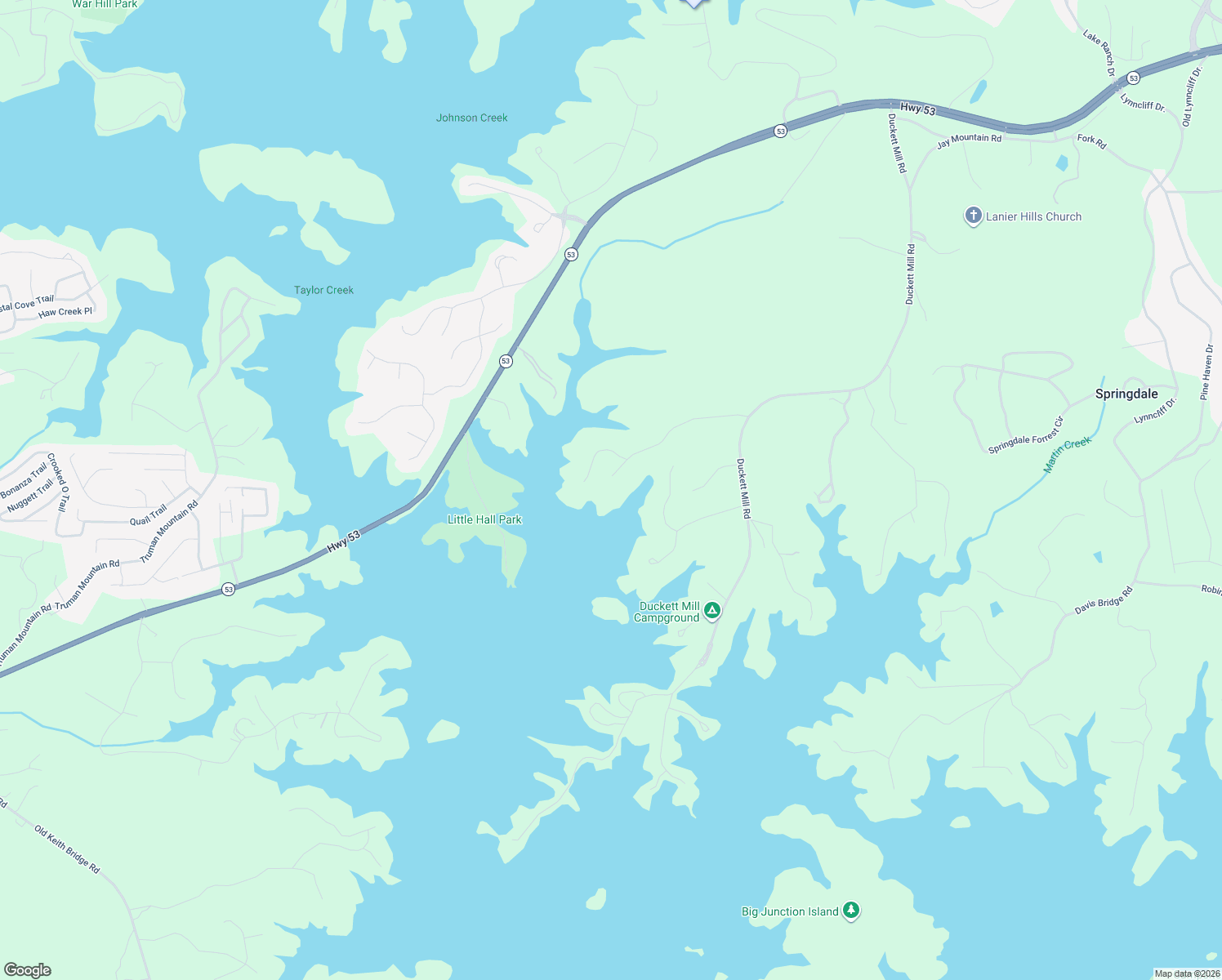 map of restaurants, bars, coffee shops, grocery stores, and more near 3421 Banks Mountain Drive in Gainesville