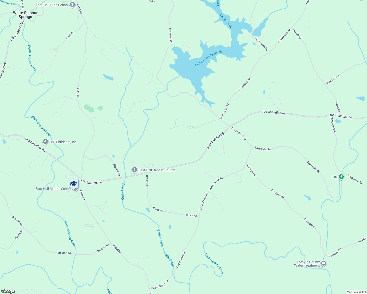 map of restaurants, bars, coffee shops, grocery stores, and more near 3481 Joe Chandler Road in Gainesville