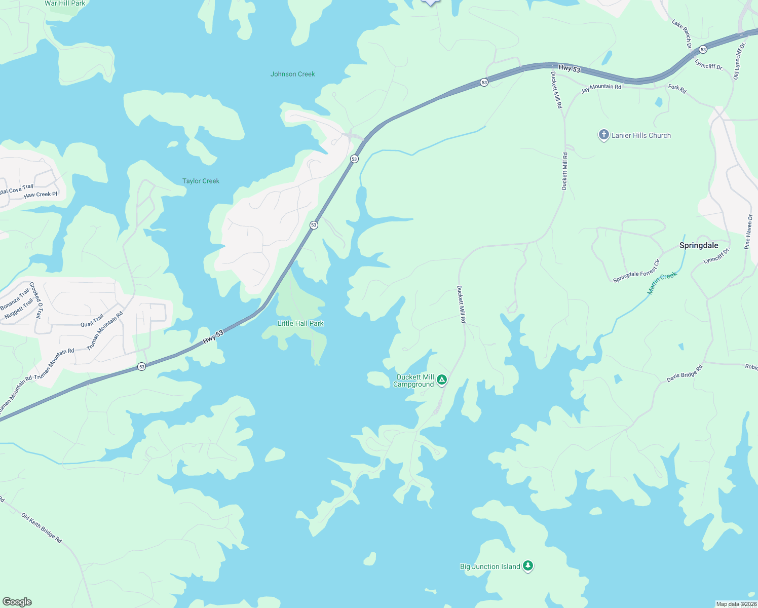 map of restaurants, bars, coffee shops, grocery stores, and more near 3421 Banks Mountain Drive in Gainesville