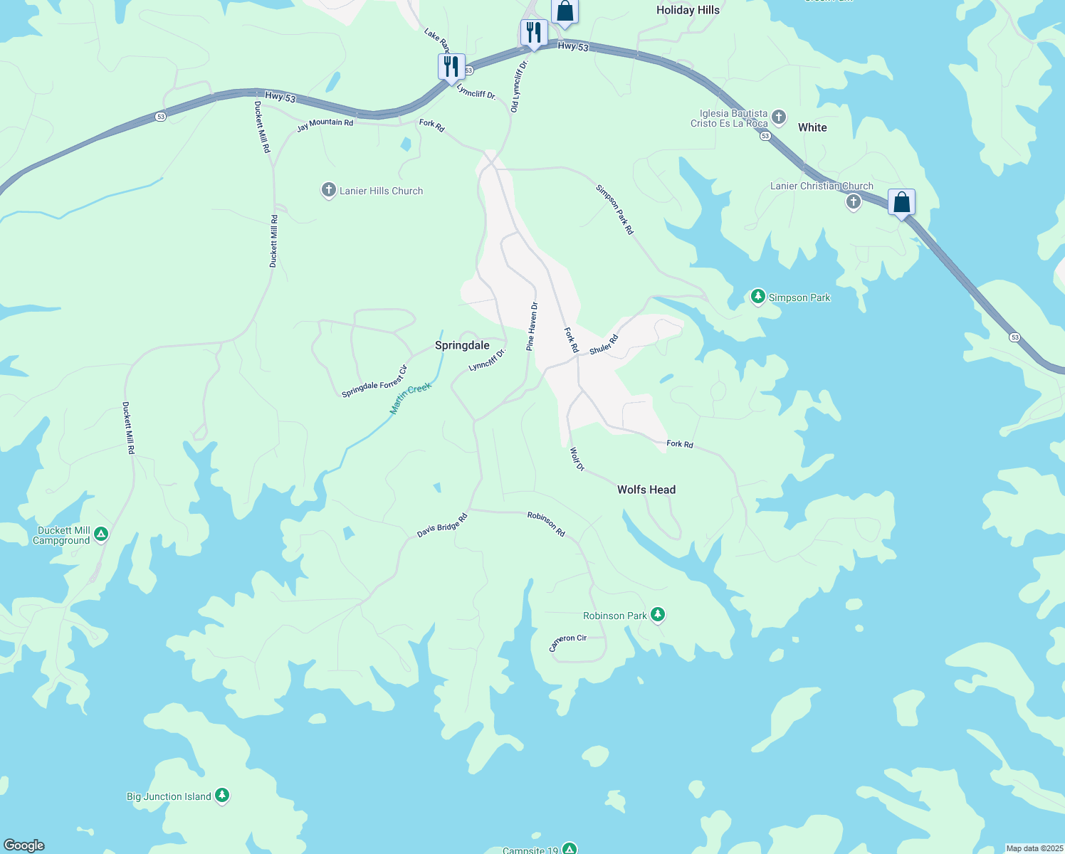 map of restaurants, bars, coffee shops, grocery stores, and more near 3636 Castoff Court in Gainesville