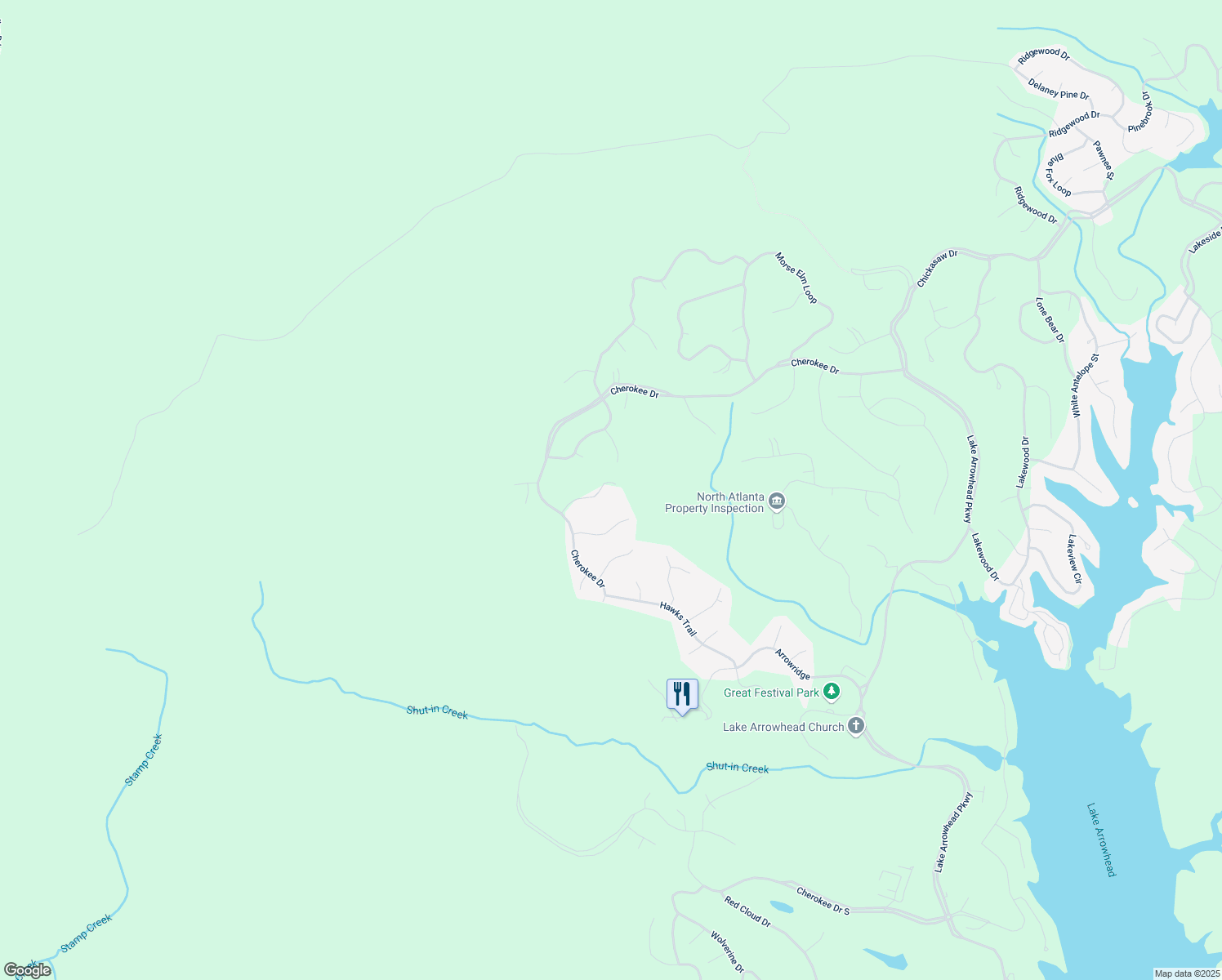 map of restaurants, bars, coffee shops, grocery stores, and more near in Waleska