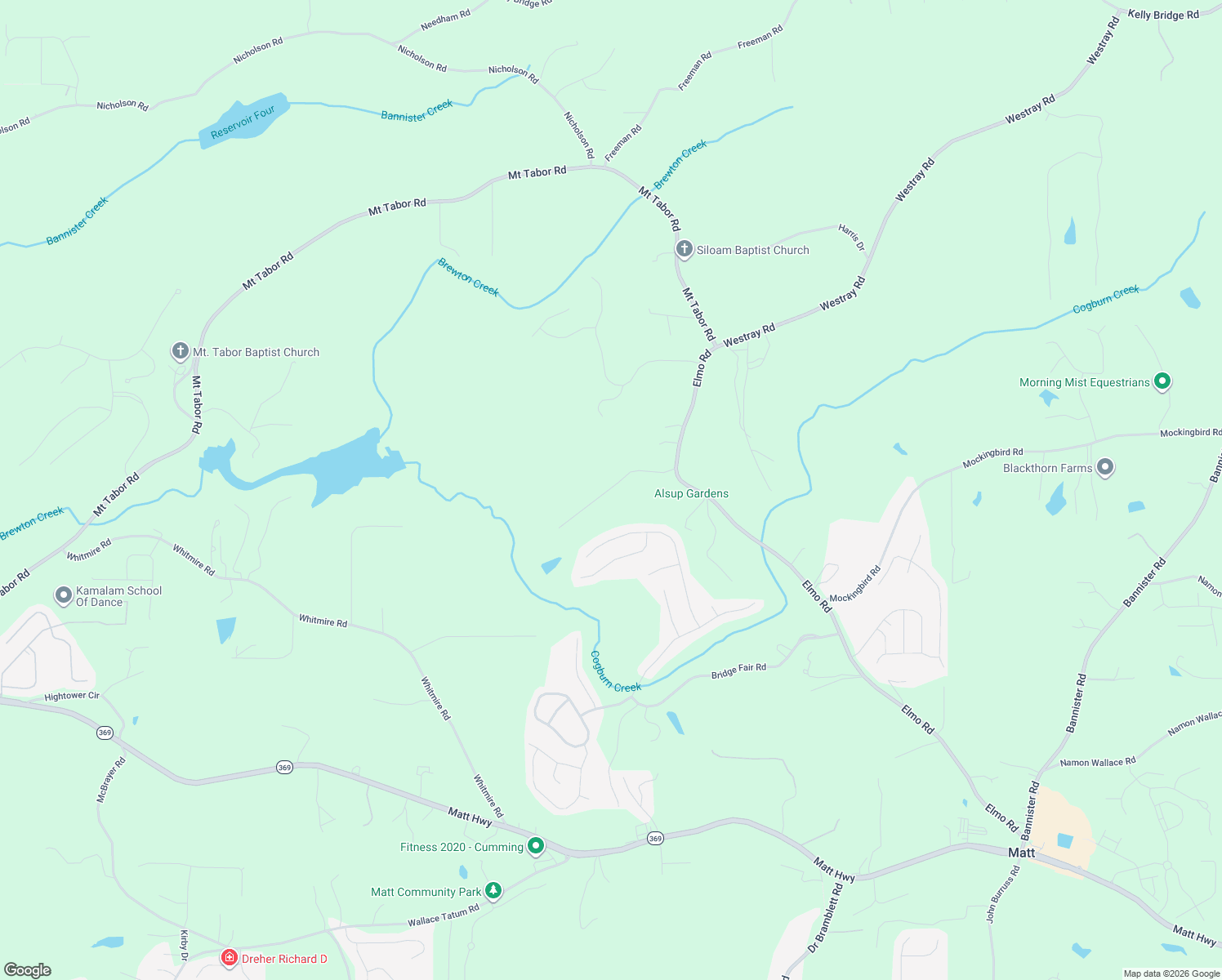 map of restaurants, bars, coffee shops, grocery stores, and more near 6425 Elmo Road in Cumming