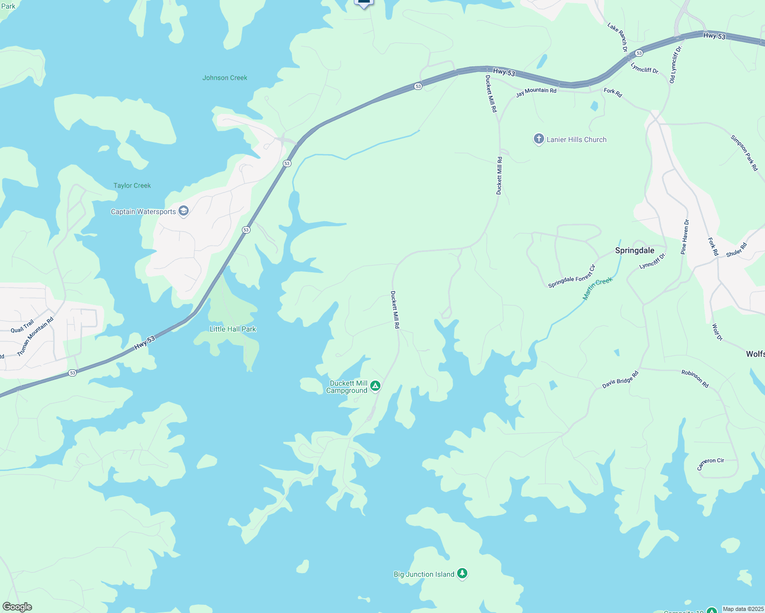 map of restaurants, bars, coffee shops, grocery stores, and more near 3461 Hickory Lake Drive in Gainesville