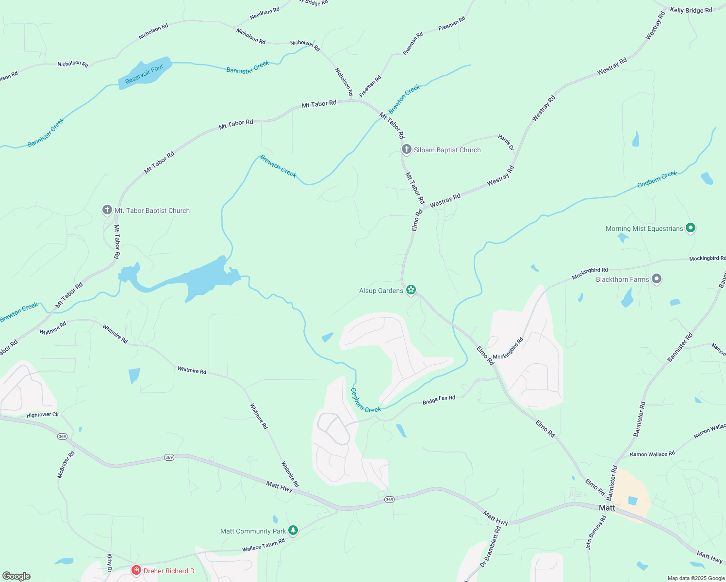 map of restaurants, bars, coffee shops, grocery stores, and more near Yarbrough Farm Trail in Forsyth County