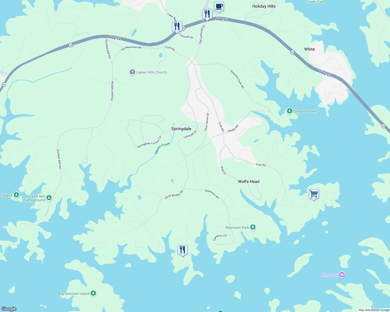 map of restaurants, bars, coffee shops, grocery stores, and more near 3642 Galley Court in Gainesville