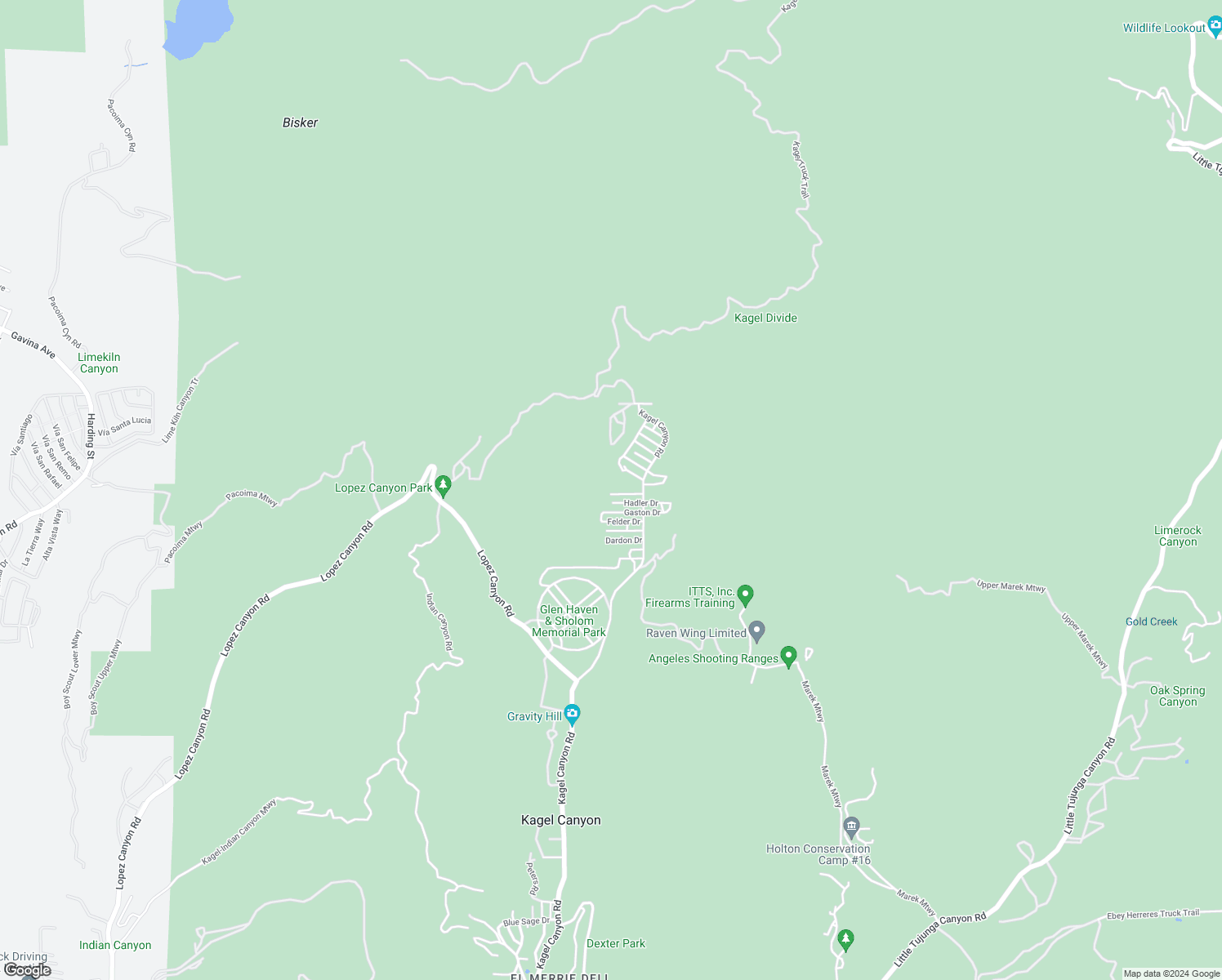 map of restaurants, bars, coffee shops, grocery stores, and more near Indian Mesa Drive in Los Angeles County