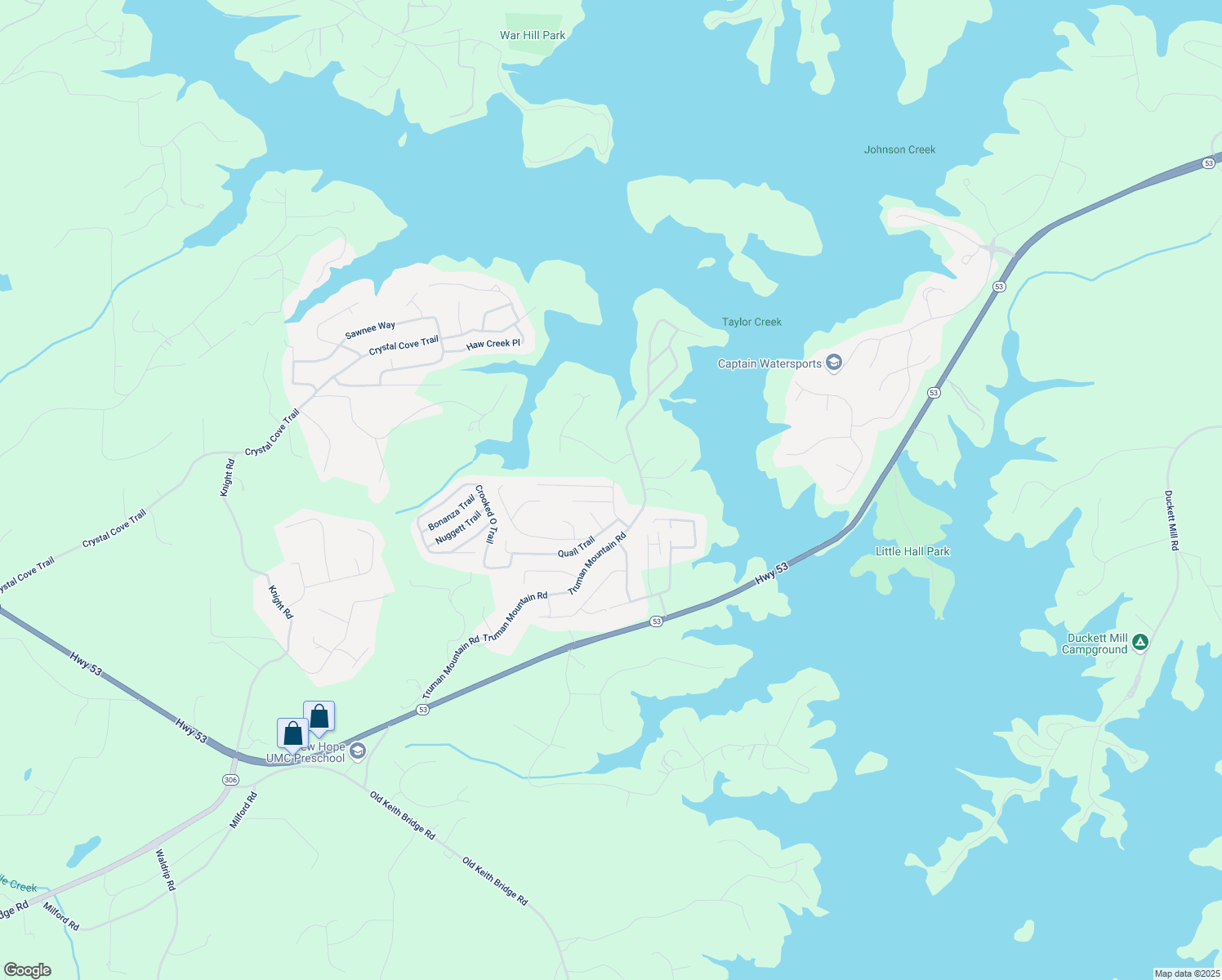 map of restaurants, bars, coffee shops, grocery stores, and more near 6630 Old Still Path in Gainesville
