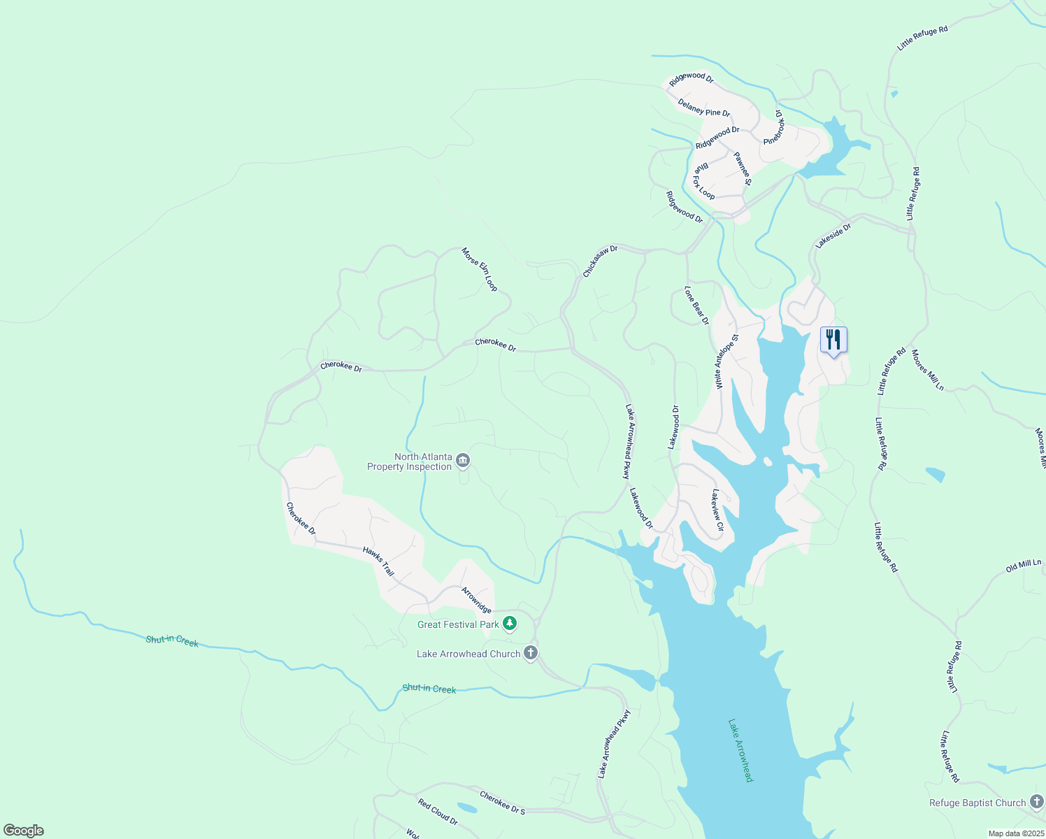 map of restaurants, bars, coffee shops, grocery stores, and more near 160 Jack Rabbit Drive in Waleska