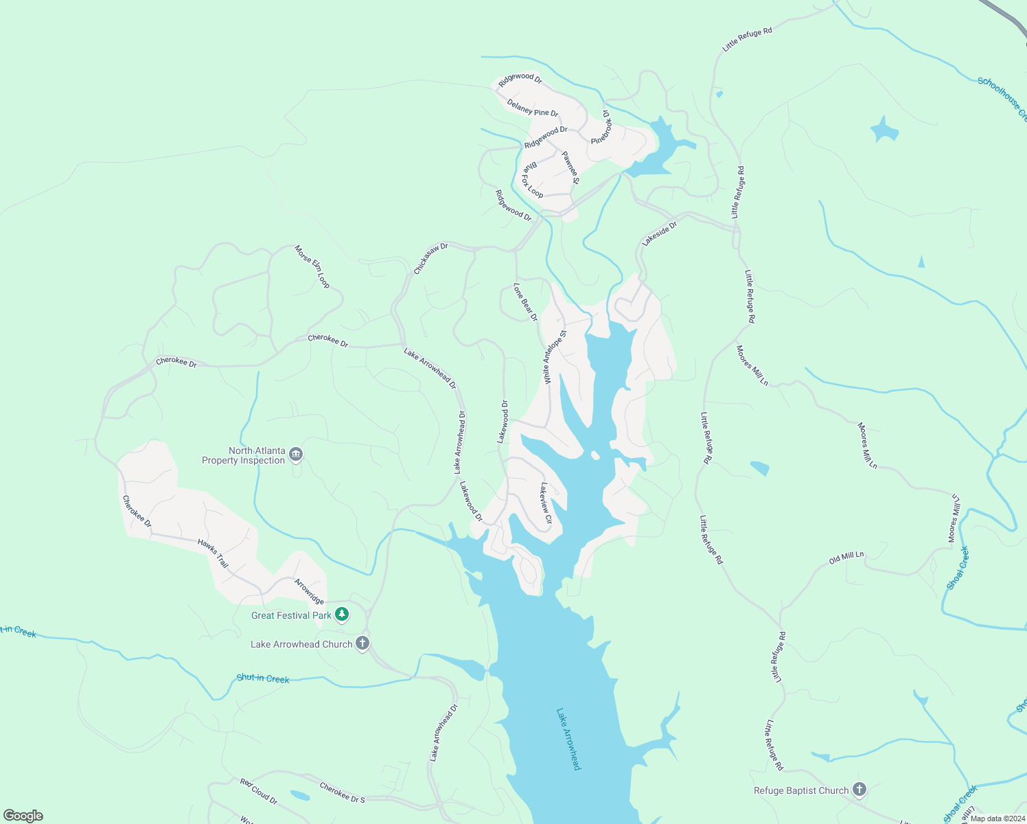 map of restaurants, bars, coffee shops, grocery stores, and more near 267 White Antelope Street in Waleska