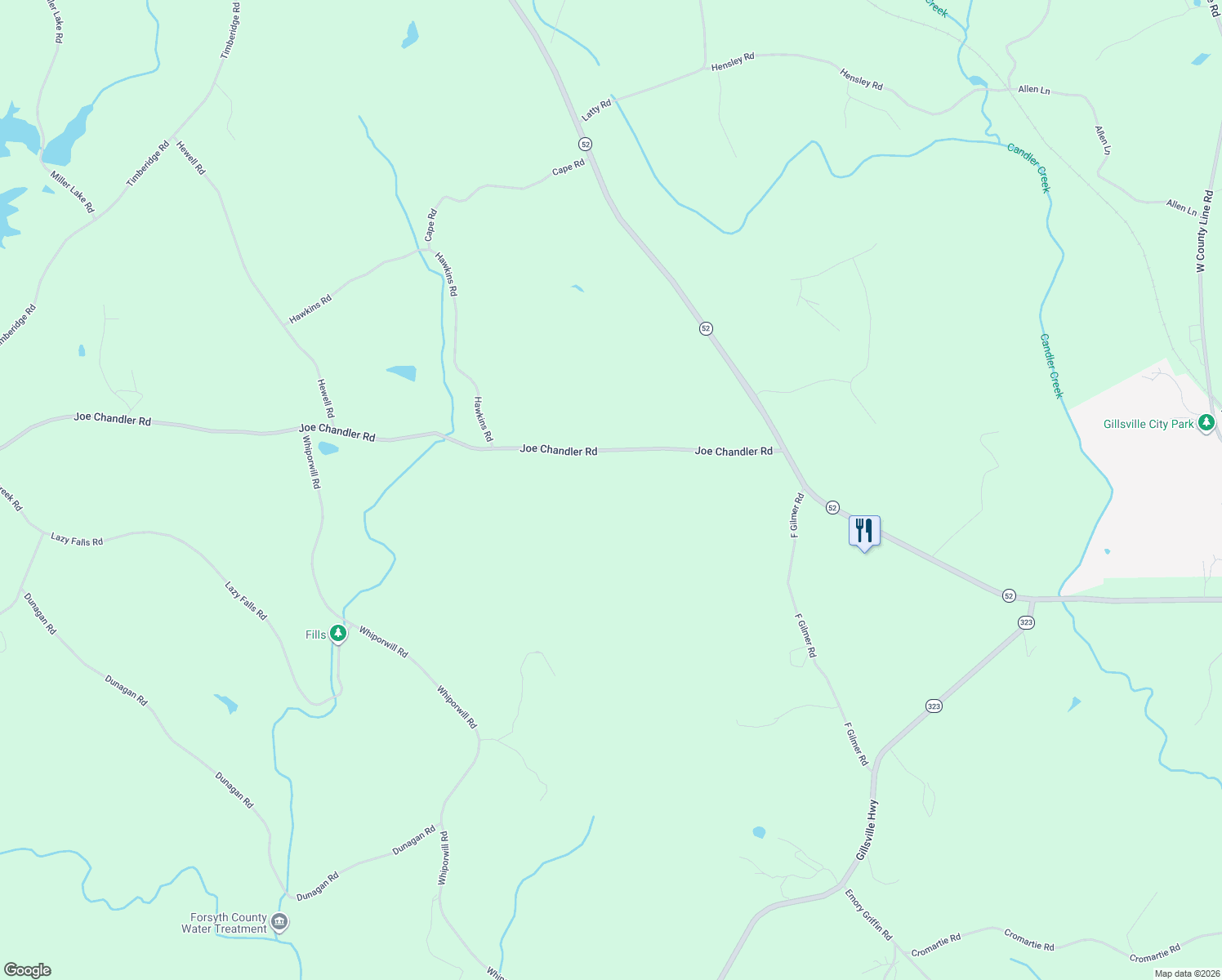 map of restaurants, bars, coffee shops, grocery stores, and more near 4298 Joe Chandler Road in Gillsville