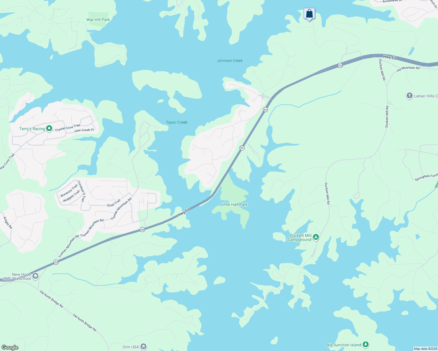map of restaurants, bars, coffee shops, grocery stores, and more near 3829 Silver Brook Ln in Gainesville