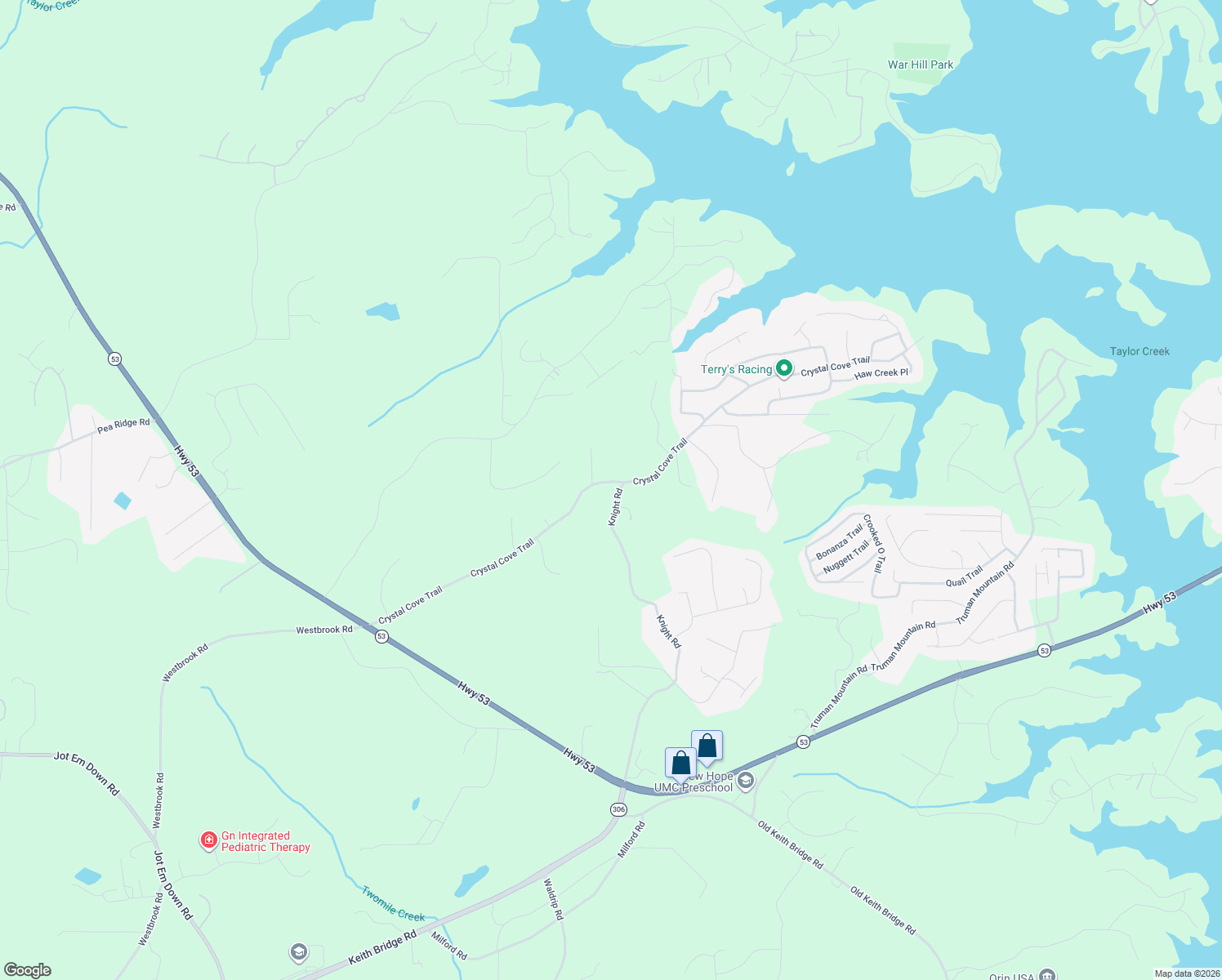 map of restaurants, bars, coffee shops, grocery stores, and more near 5970 Crystal Cove Trail in Gainesville
