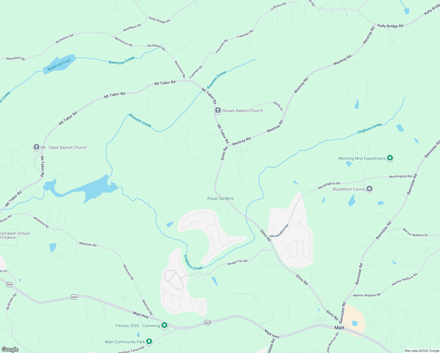 map of restaurants, bars, coffee shops, grocery stores, and more near 6445 Elmo Road in Cumming